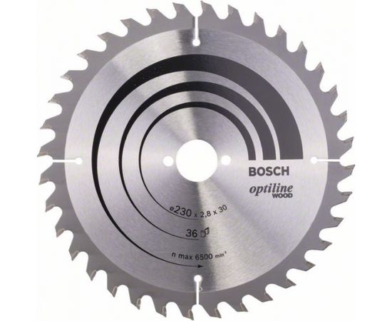 Griešanas disks kokam Bosch OPTILINE WOOD; 230x2,8x30,0 mm; Z36; 15°