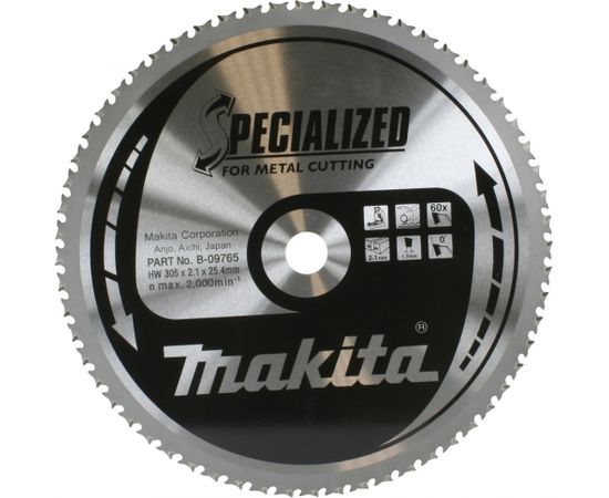 Griešanas disks metālam Makita 305x1.7x25.4mm Z60 -5°