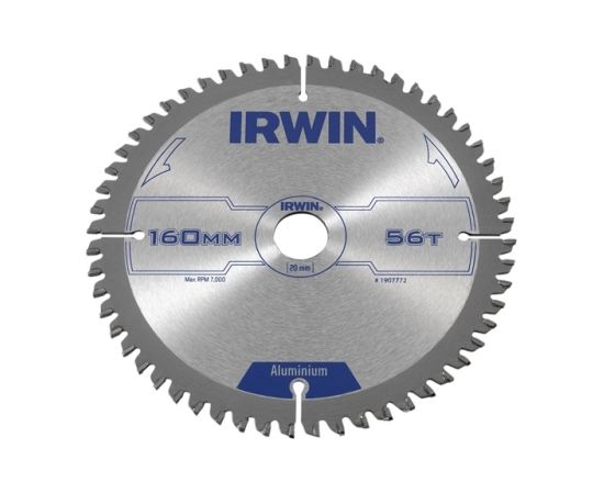 Griešanas disks alumīnijam Irwin; 160x2,5x20,0 mm; Z56; -6°