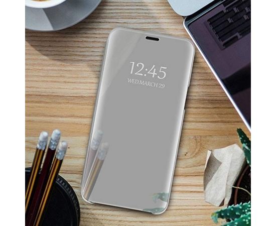 Mocco Clear View Cover Case Grāmatveida Maks Telefonam Samsung Galaxy S23 Sudraba