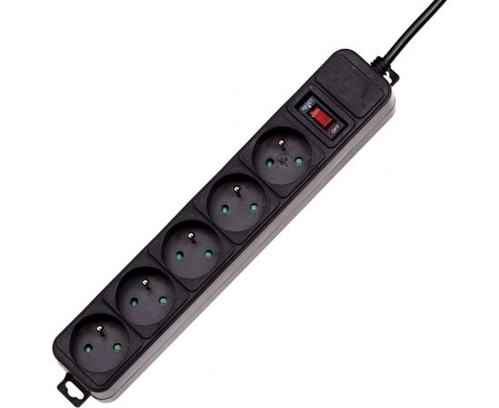 Akyga Surge protector AK-SP-05A 1,8m 5 outlets CEE7/5 +switch Black