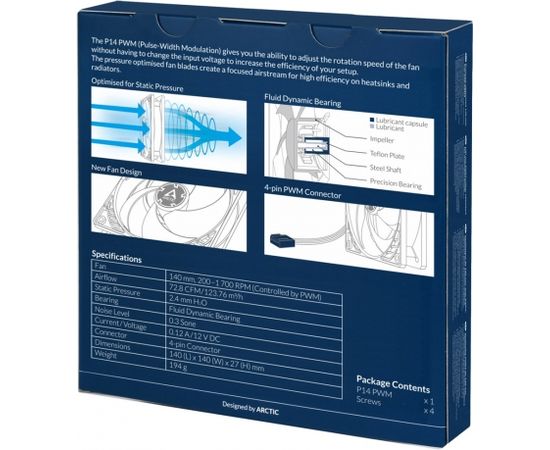 ARCTIC P14 PWM Pressure-optimised 140 mm Fan with PWM