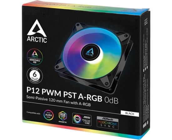 ARCTIC P12 PWM PST A-RGB 0dB Computer case Fan 12 cm Black, White 1 pc(s)