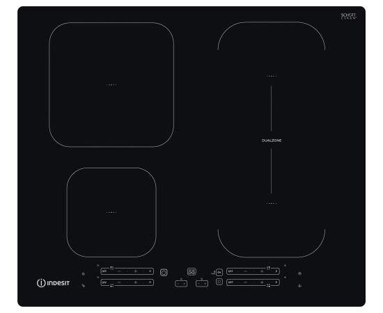 Indesit IB 65B60 NE Black Built-in 59 cm Zone induction hob 4 zone(s)