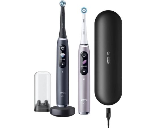 Oral-B Electric Toothbrush iO 9 Series Duo Rechargeable, For adults, Number of brush heads included 2, Black Onyx/Rose, Number of teeth brushing modes 7