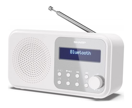 Sharp DR-P420(WH) Tokyo Portable Digital Radio, FM/DAB/DAB+, Bluetooth 5.0, USB or Battery Powered, Snowy White