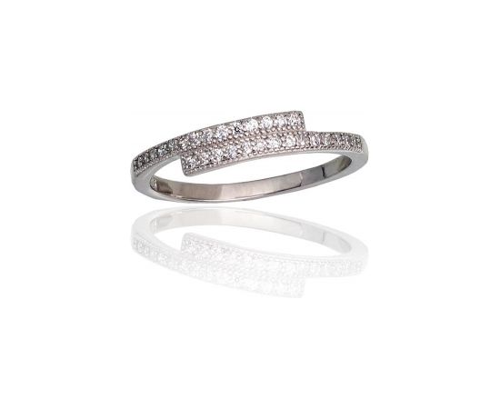 Серебряное кольцо #2101802(PRh-Gr)_CZ, Серебро 925°, родий (покрытие), Цирконы, Размер: 15.5, 1.3 гр.