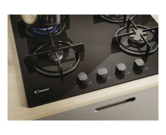 Candy CVW6BB hob Black Built-in 59.5 cm Gas 4 zone(s)