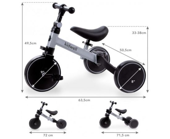 Sunbaby Velosipēds "3-in1" PICO gray Kidwell Trīsriteņi un skrejmašīna