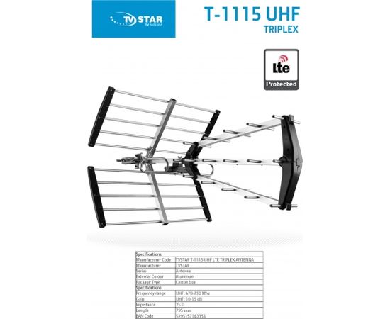 eSTAR Antenna T-1115 UHF Triplex LTE Black