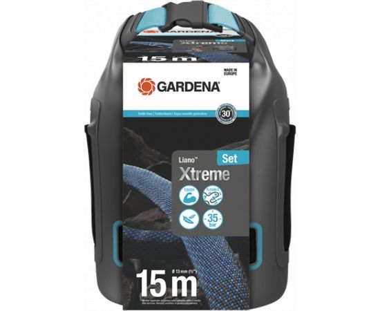 Gardena Tekstila šļūtenes Liano™ Xtreme 15 m komplekts, ar uzglabāšanas somu