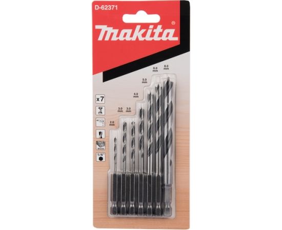 Makita wood drill set 7pcs 1/4 "" D-62371