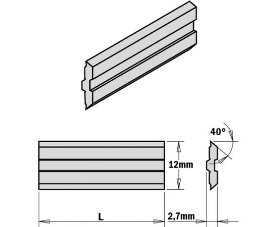 Ēveles asmeņi CMT 795.640.12; 640x12x2,7 mm; 2 gab.