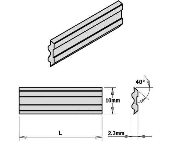 Ēveles asmeņi CMT 795.350.10; 350x10x2,3 mm; 2 gab.