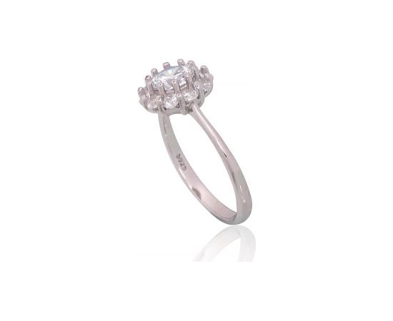 Серебряное кольцо #2101821(PRh-Gr)_CZ, Серебро 925°, родий (покрытие), Цирконы, Размер: 16.5, 2.8 гр.