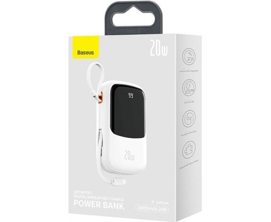 Powerbank Baseus Qpow PRO with cable, 20000mAh, 20W (White)