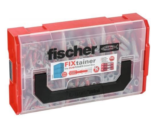 Fischer FIXtainer - DUOPOWER - dowel - light gray / red - 210 pieces