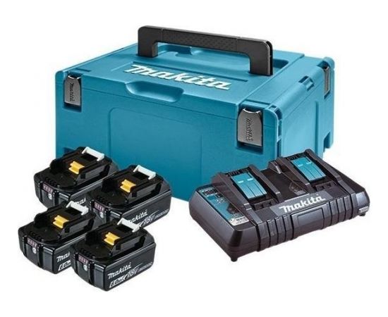 Makita komplekts 18V MAKPAC (4*BL1860B+DC18RD) (UN3480)