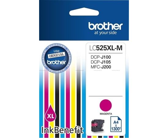 Чернильный картридж Brother LC-525XLM для DCP-J100/J105, MFC-J200, пурпурный (1300 страниц)