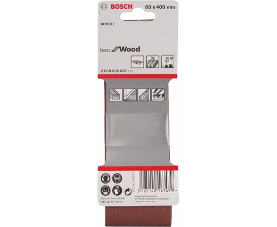 Bosch sanding tape 60x400mmP60 / 80/100 3 pcs