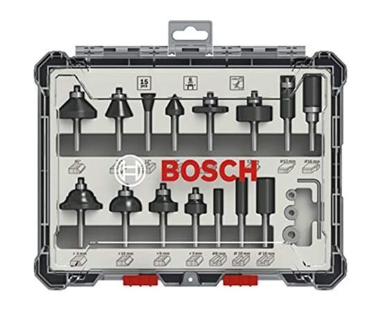 Bosch cutter set 15 pcs Mixed 6mm shank - 2607017471