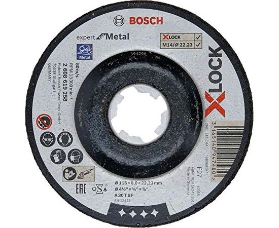 Bosch roughing X-LOCK Expert for Metal 115mm cranked grinding wheel (115 x 6 x Length 22.23mm)