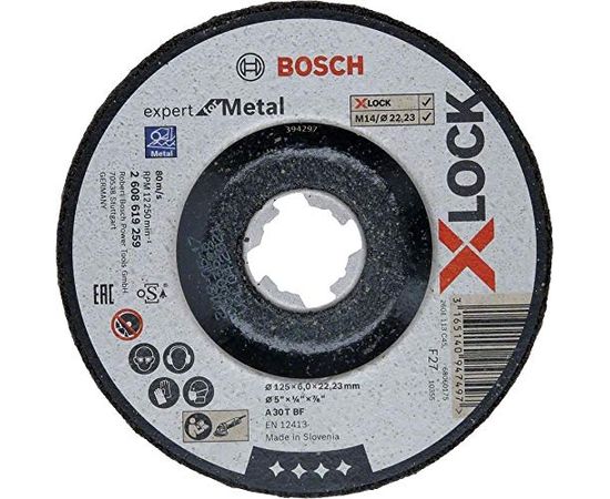 Bosch roughing X-LOCK Expert for Metal 125mm cranked grinding wheel (125 x 6 x Length 22.23mm)