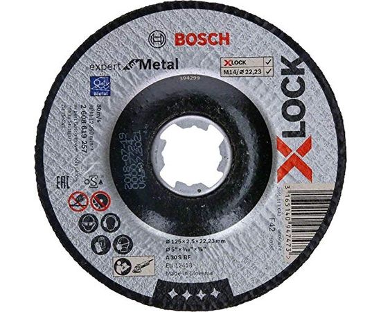 Bosch cutting disk X-LOCK Expert for Metal cranked 125mm (125 x 2.5 x Length 22.23mm)