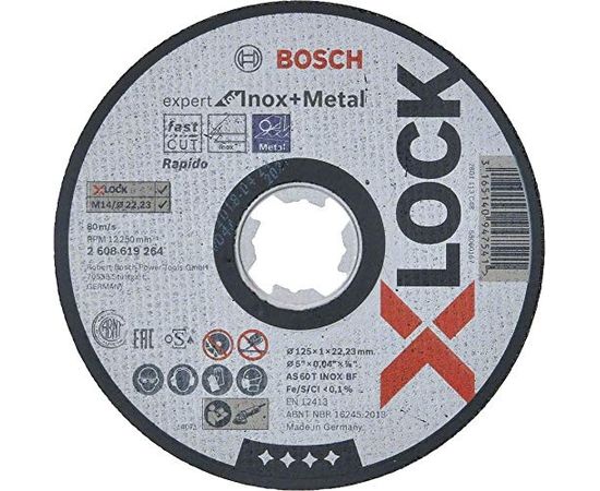 Bosch cutting disk X-LOCK Expert for Inox + Metal Rapido straight 125mm (125 x 1 x Length 22.23mm)