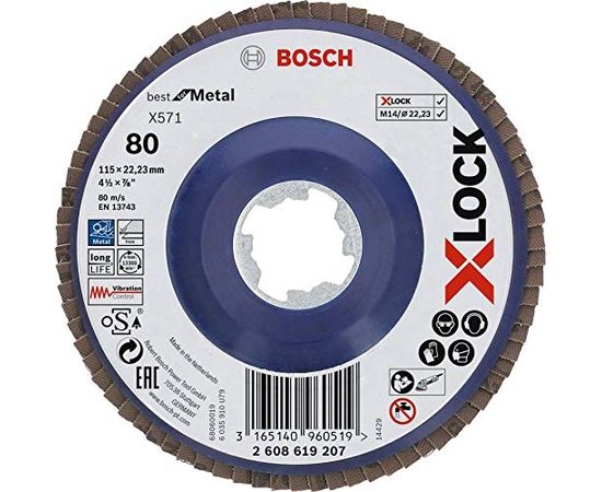 Bosch X-LOCK Fan Disc BfM, 115mm, K80 - 2608619207 eng.