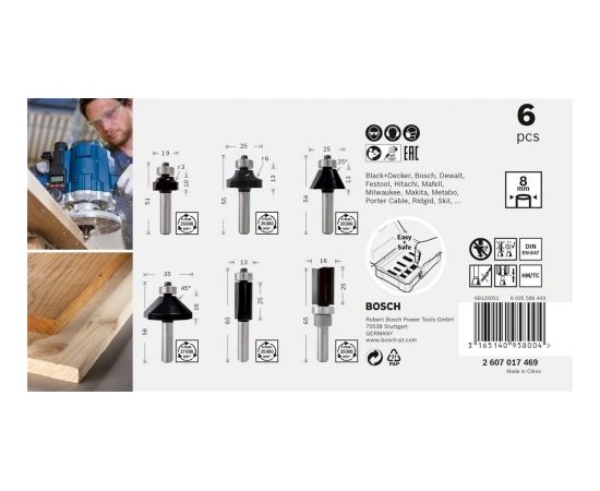 Bosch edge and edge router-set 6 pieces (8 mm)