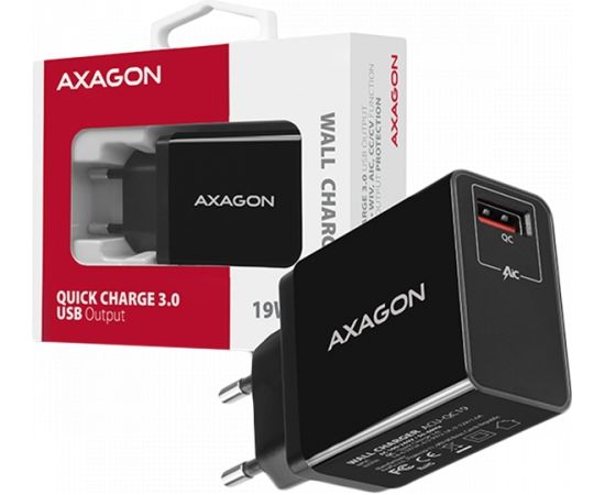 AXAGON ACU-QC19 wall charger 1x QC3.0/AFC/FCP/SMART, 19W, black