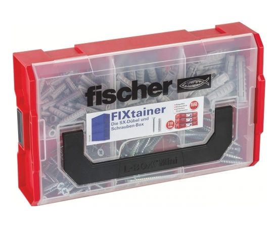 Fischer FIXtainer SX dowel and screw box - with screws - 210 pieces