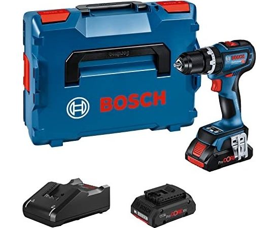 Bosch Cordless Impact Drill GSB 18V-90 C Professional, 18V (blue/black, 2x Li-Ion battery ProCORE18V 4.0Ah, Bluetooth module, in L-BOXX)