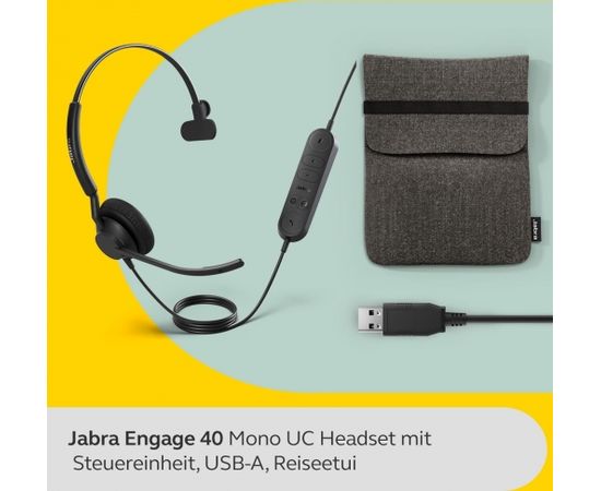 Jabra Engage 40 Link, headset (black, mono, UC, USB-A)