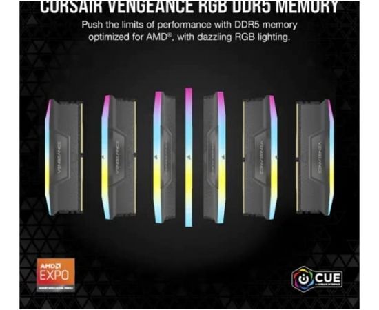 Corsair DDR5 64GB - 5600 - CL - 40 - Dual-Kit - DIMM, CMH64GX5M2B5600C36, Vengeance RGB, XMP, black