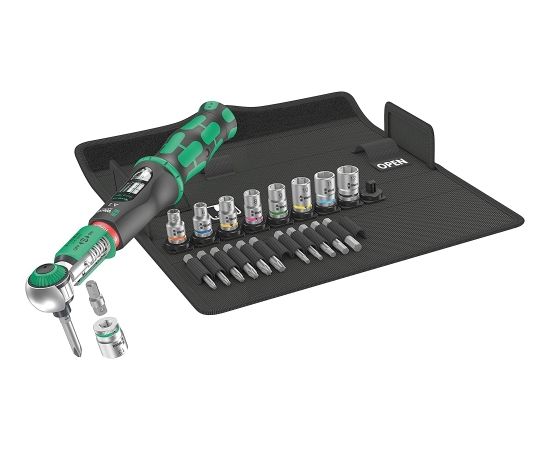 Wera Safe-Torque A2 Set 1, 23 pieces, torque wrench (black/green, 1/4" hexagon, 2-12 Nm)