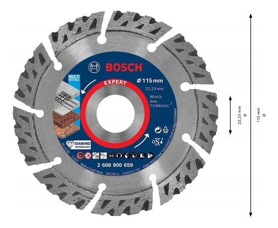 Bosch Expert diamond cutting disc 'MultiMaterial', O 115mm (for small angle grinders)