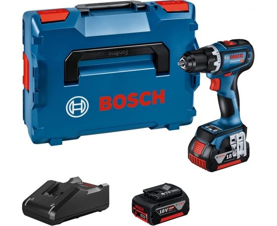 Bosch Cordless Drill GSR 18V-90 C Professional, 18V (blue/black, 2x Li-Ion battery 4.0Ah, in L-BOXX)