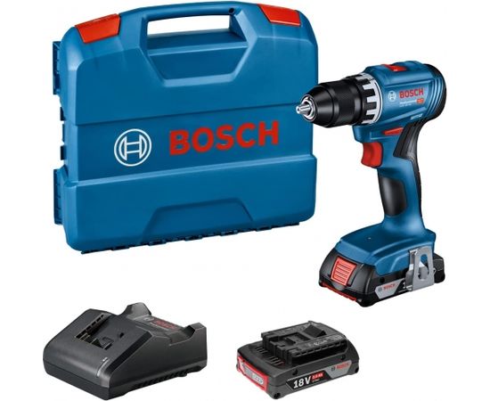 Bosch Cordless Drill GSR 18V-45 Professional, 18V (blue/black, 2x Li-Ion battery 2.0Ah, in L-Case)