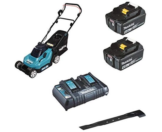 Makita DLM382PM2, 36Volt (2x18V) (blue / black, 2x Li-ion battery 4.0Ah) Akumulatora zāles pļāvējs