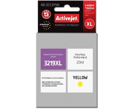 Activejet AB-3219YNX ink (replacement for Brother LC3219YXL; Supreme; 20 ml; yellow)