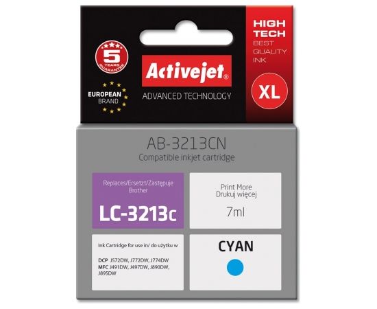 Activejet AB-3213CN printer ink for Brother, Brother LC3213C replacement; Supreme; 7 ml; cyan