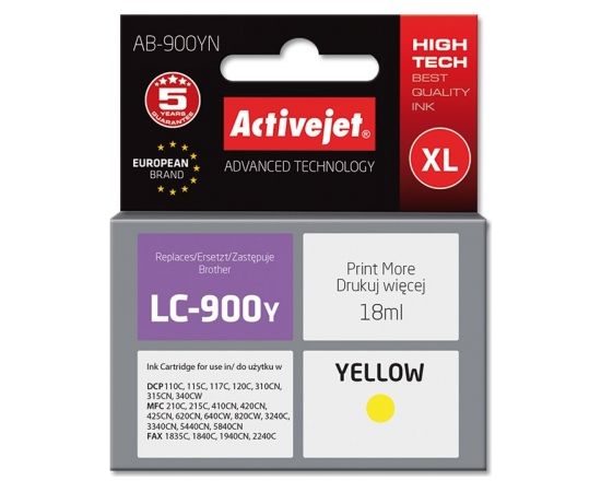 Activejet AB-900YN ink (replacement for Brother LC900Y; Supreme; 17.5 ml; yellow)