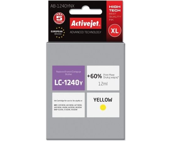 Activejet AB-1240YNX ink (replacement for Brother LC1220Bk/LC1240Bk; Supreme; 12 ml; yellow)