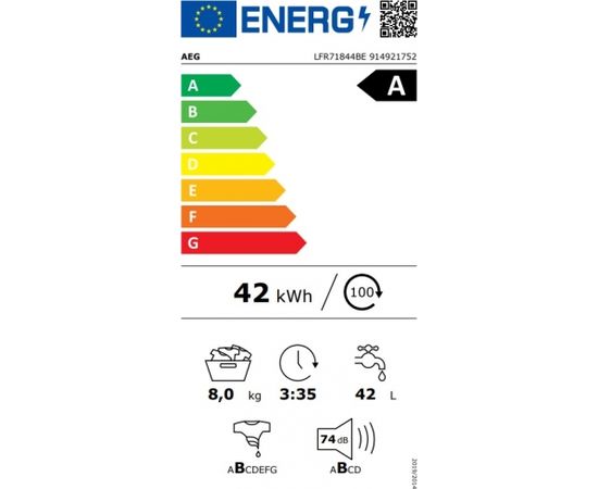 AEG LFR71844BE Veļas mašīna 8kg 1400rpm