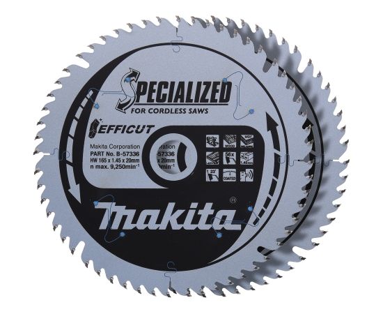 Griešanas disks Makita B-57336-2; 165x1,45x20 mm; Z56; 23°; 2 gab.