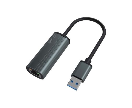 SAVIO Adapter USB-A 3.1(M) to RJ-45 Gigabit Ethernet (F), 1000 Mbps, AK-55, grey