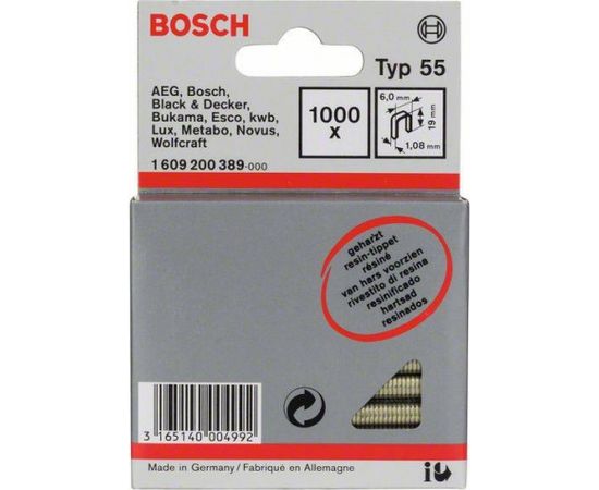 Skavas Bosch 1609200389; 6x19 mm; 1000 gab.; tips 55; tērauds