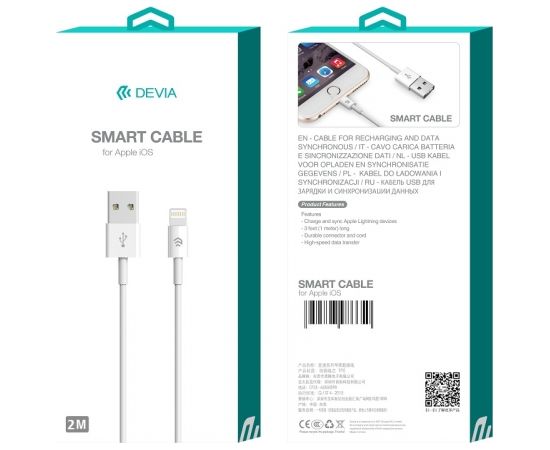 Devia cable Smart USB - Lightning 2,0 m 2,1A white